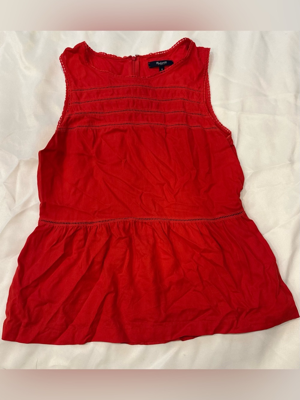 Madewell Red Sleeveless Peplum Top